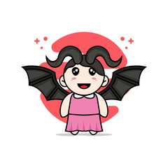 Cute girl character wearing devil costume.