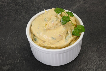 Hummus snack with olive oil