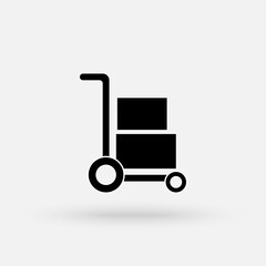 Hand truck with cardboard boxes glyph icon, logistic and delivery, hand dolly sign vector graphics, a solid pattern on a white background. Simple modern icon design illustration.