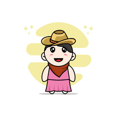 Cute girl character wearing cowboy costume.