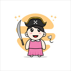 Cute girl character wearing Pirate costume.