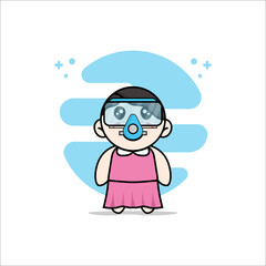 Cute girl character wearing divers costume.