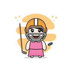 Cute girl character wearing hockey costume.