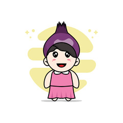 Fototapeta na wymiar Cute girl character wearing onion costume.
