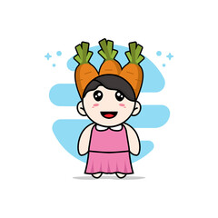 Obraz na płótnie Canvas Cute girl character wearing carrot costume.