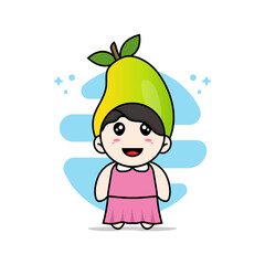 Cute girl character wearing mango costume.