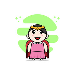 Cute girl character wearing superhero costume.