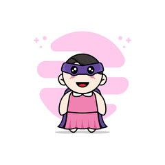 Cute girl character wearing superhero costume.