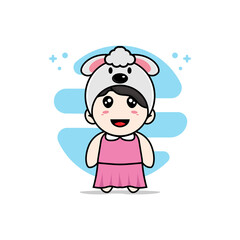 Cute girl character wearing dog costume.