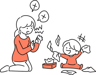 いたずらを叱るお母さん