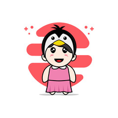 Cute girl character wearing Penguin costume.