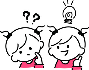 疑問に思ったりひらめいたりする女の子