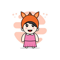 Cute girl character wearing fox costume.