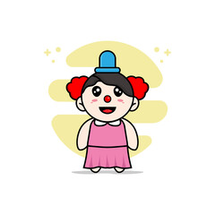 Cute girl character wearing clown costume