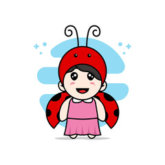 Cute girl character wearing beetle costume.