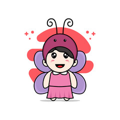 Cute girl character wearing butterfly costume.