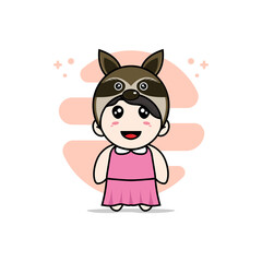 Cute girl character wearing fox costume.