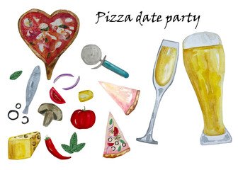 Pizza heart, pizza clipart, pizza special date, Valentines