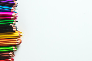 Fototapeta premium Variety of color pencils isolated on white background