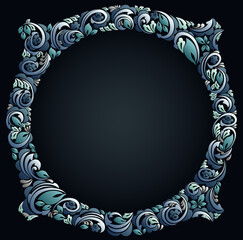 Floral frame made of leaves and flowers vector vintage design, decorative blank classic style border, luxury beautiful background, invitation or greeting card with place for text.