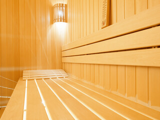 wooden sauna interior wood-fired sauna with LED lighting