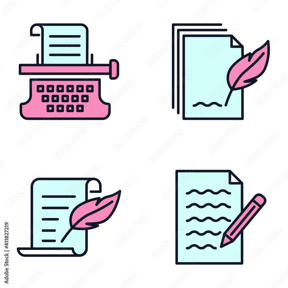 Poster set of copyrighting icons. copywriting pack symbol template for graphic and web design collection lo