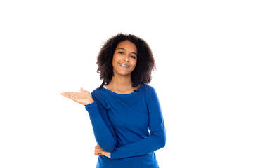 Teenager girl wearing blue sweater