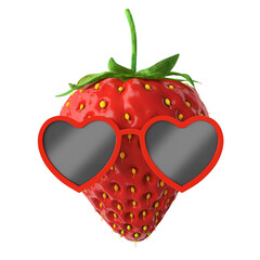 strawberry with sunglasses 3d rendering