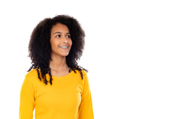 Adorable teenage doing gestures