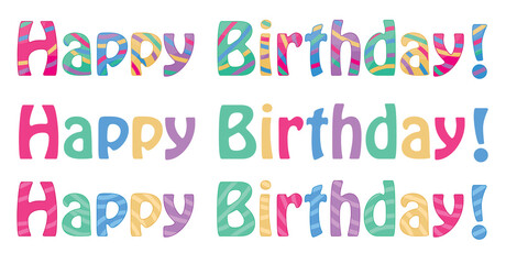 Vector Happy Birthday greeting font.