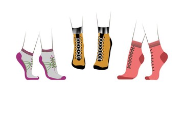 Women's or children's sports socks with a lacing pattern.