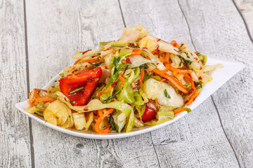 Pickled cabbage salad with herbs