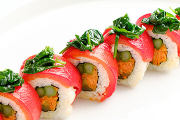 sushi set on the white plate