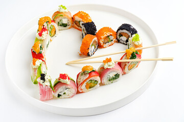 sushi set on the white plate