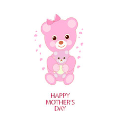 Cute bears. Mother and baby. Teddy bears Happy Mother's day greeting card