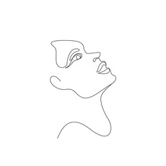 Continuous Line Drawing of Woman Face, Fashion Minimalist Concept, Woman Beauty Drawing, Vector Illustration. Good for Prints, T-shirt, Banners, Slogan Design Modern Graphics Style