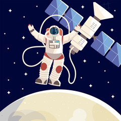 space explorer, astronaut satellite moon universe