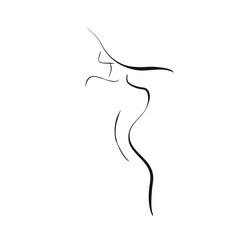 Obraz premium Abstract Female Figure Continuous Line Drawing. Woman Body One Line Abstract Illustration. Naked Woman Print. Minimalist Contour Drawing. Vector EPS 10.