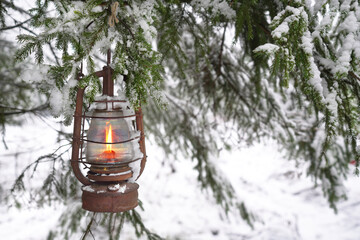 Winter im Wald - Laterne