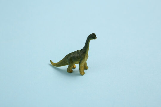 Toy Brachiosaurus Dinosaur On Blue Background