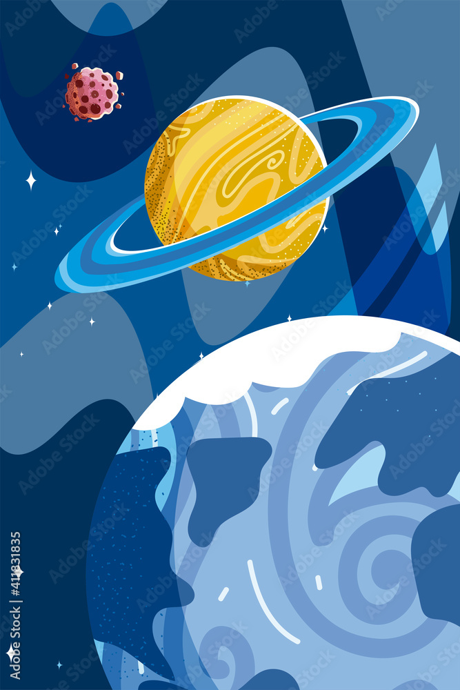 Canvas Prints space earth planet saturn and asteroid explore galaxy