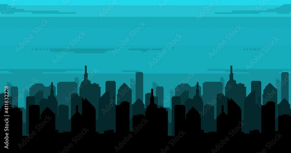 Aufkleber seamless animation. vector pixel art of 80s. retro sci-fi background. pixel art 8bit retro game