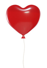 balloon in shape of heart, red, valentine's day, isolated on white background, 3D render