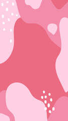 Abstract background in pink shades. Hand drawn various shapes and doodle objects. Use for Instagram stories. Contemporary modern trendy vector illustrations.
