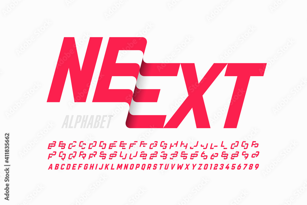 Fototapete modern font design with some alternate letters, alphabet and numbers