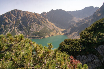 Czarny Staw GÄ…sienicowy lake in the Nationalpark of High Tatras in southern Poland.