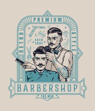Barbershop vintage label