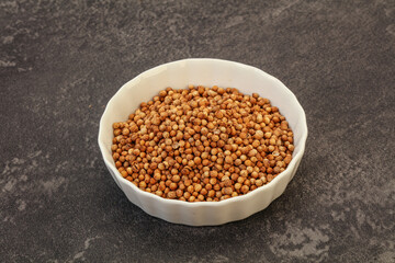 Coriander seeds in the bowl