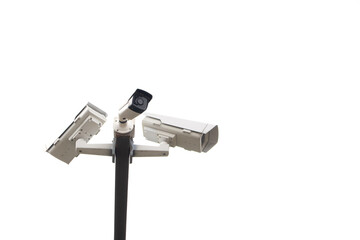 CCTV camera or security camera on white background