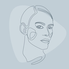 Woman lineart portrait pattern background. Line drown artwork for beauty shop poster, cosmetology center card, t shirt peint, girl's party flyer etc